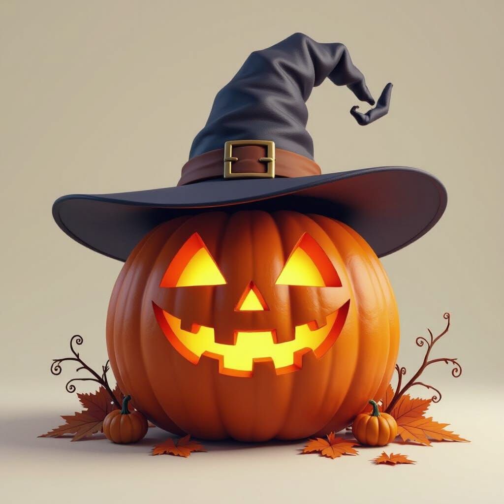 Halloween Cartoon Pumpkin in Detailed Matte Painting Style