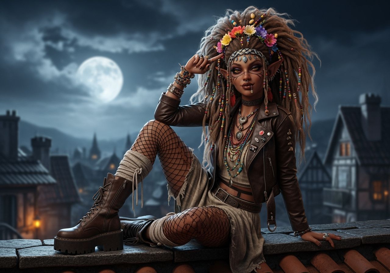 Boho Punk Pixie with Attitude: 3D Fantasy Art