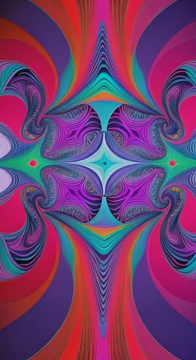 Symmetrical Surreal Abstract Vector Fractal in 3D