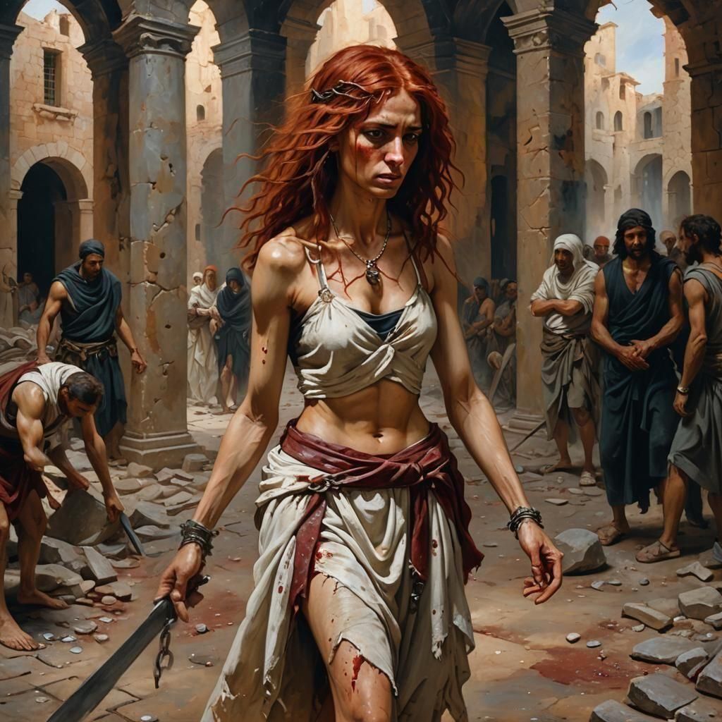 Flagellation of Alma: Oil Painting in Old Master Style