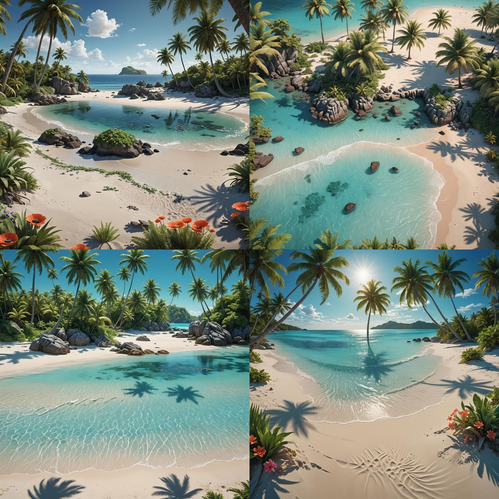 Secluded Tropical Beach with Coral Reef: Matte Painting
