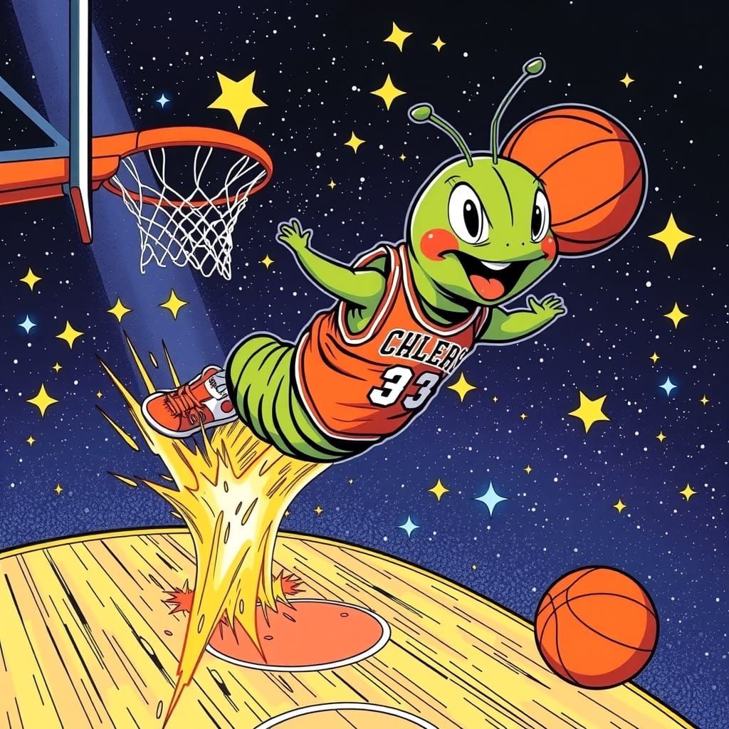 Caterpillar Slam Dunk in Space, Comic Book Art