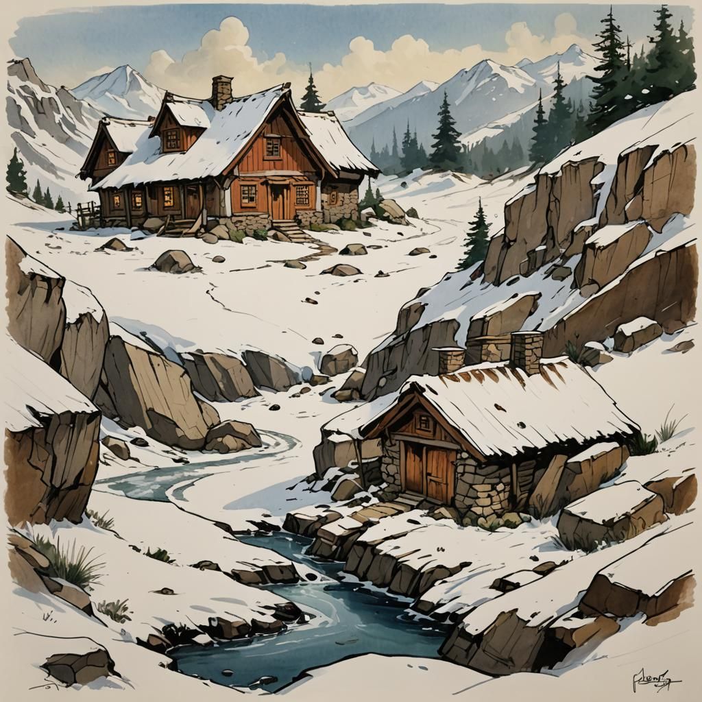 Badger Farmer Home in Redwall Style Sketch