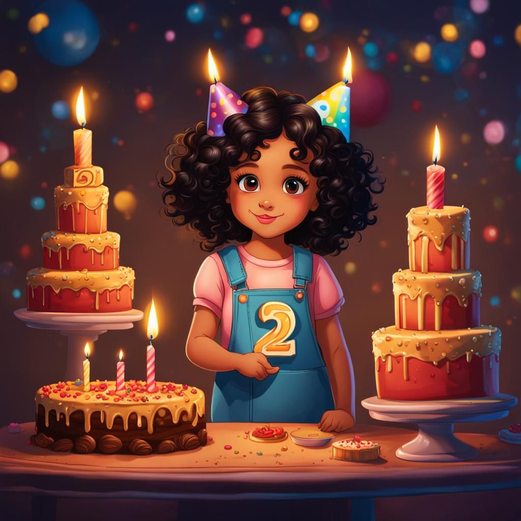 Cartoon Girl's 2nd Birthday Celebration