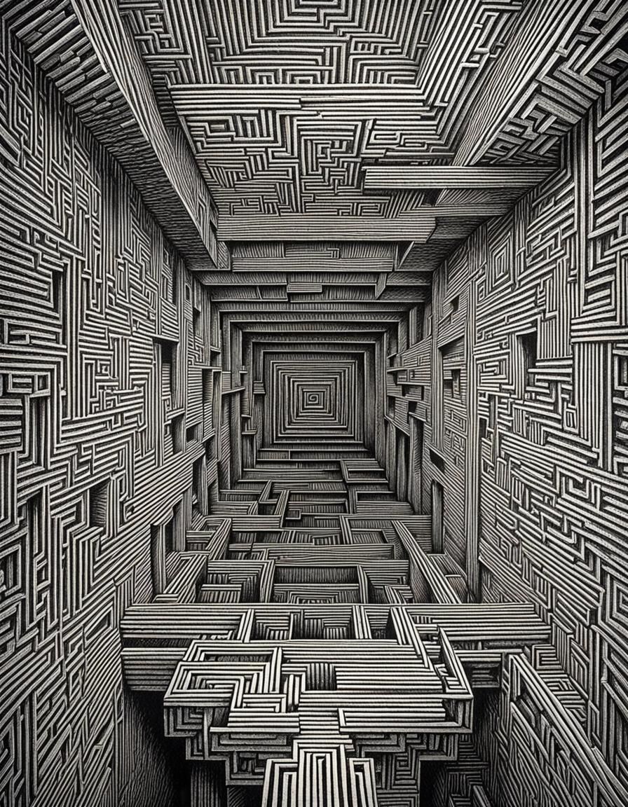 Escher-Inspired Optical Illusion Maze Face