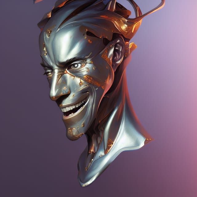 Laugh Mask Portrait in Dynamic Lighting