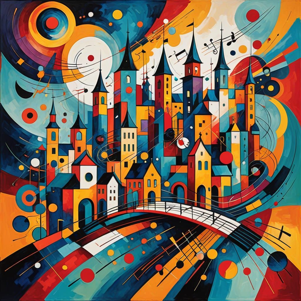 Abstract Musical Cityscape in Kandinsky Style