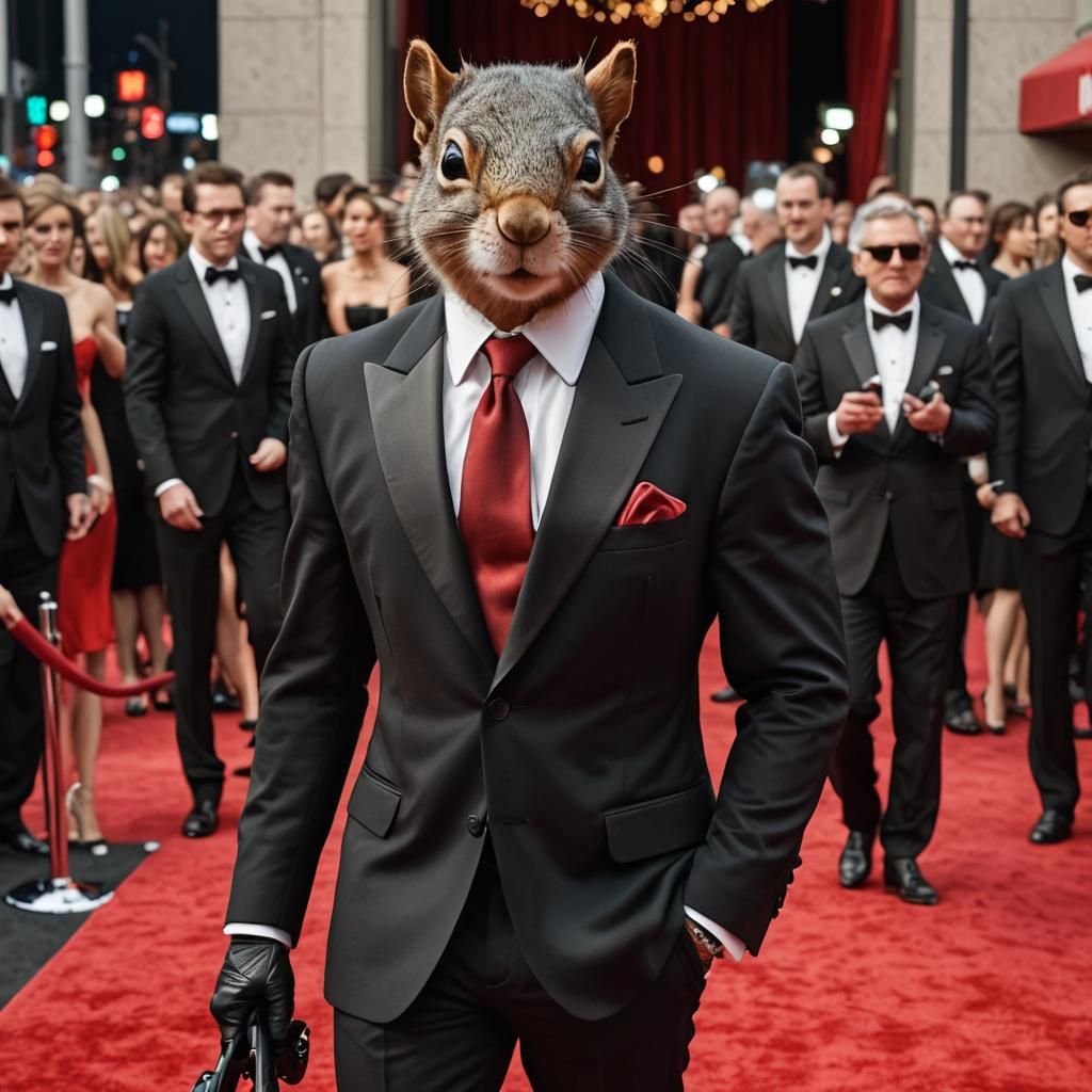 Secret Agent Squirrel at Awards Show in Hyperrealism