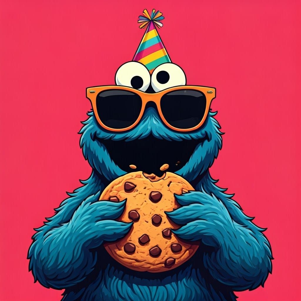 Cookie Monster Celebrates in Warhol-Inspired Pop Art