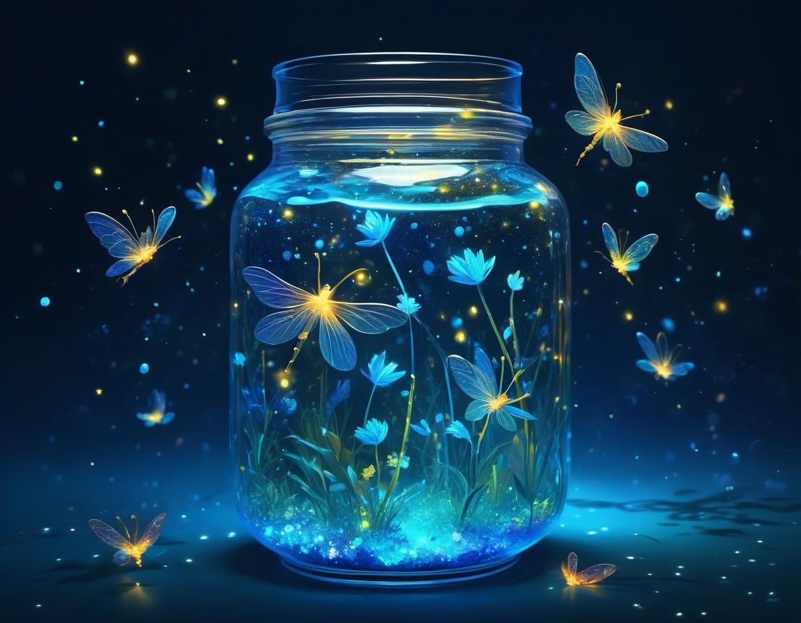 Glowing Fireflies in a Jar: Ethereal Abstract Art