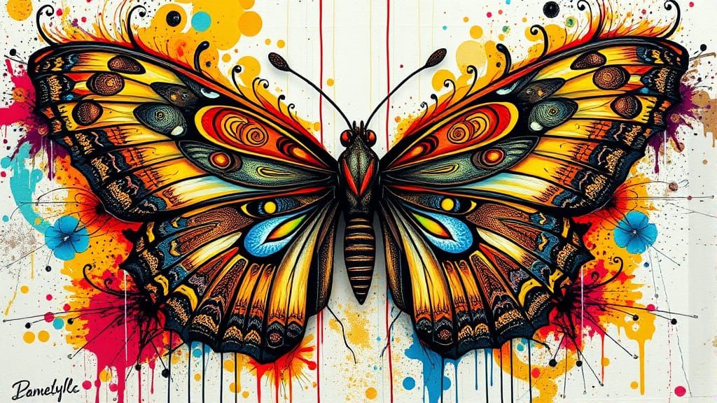 Colossal Butterfly in Graffiti and Fractal Art