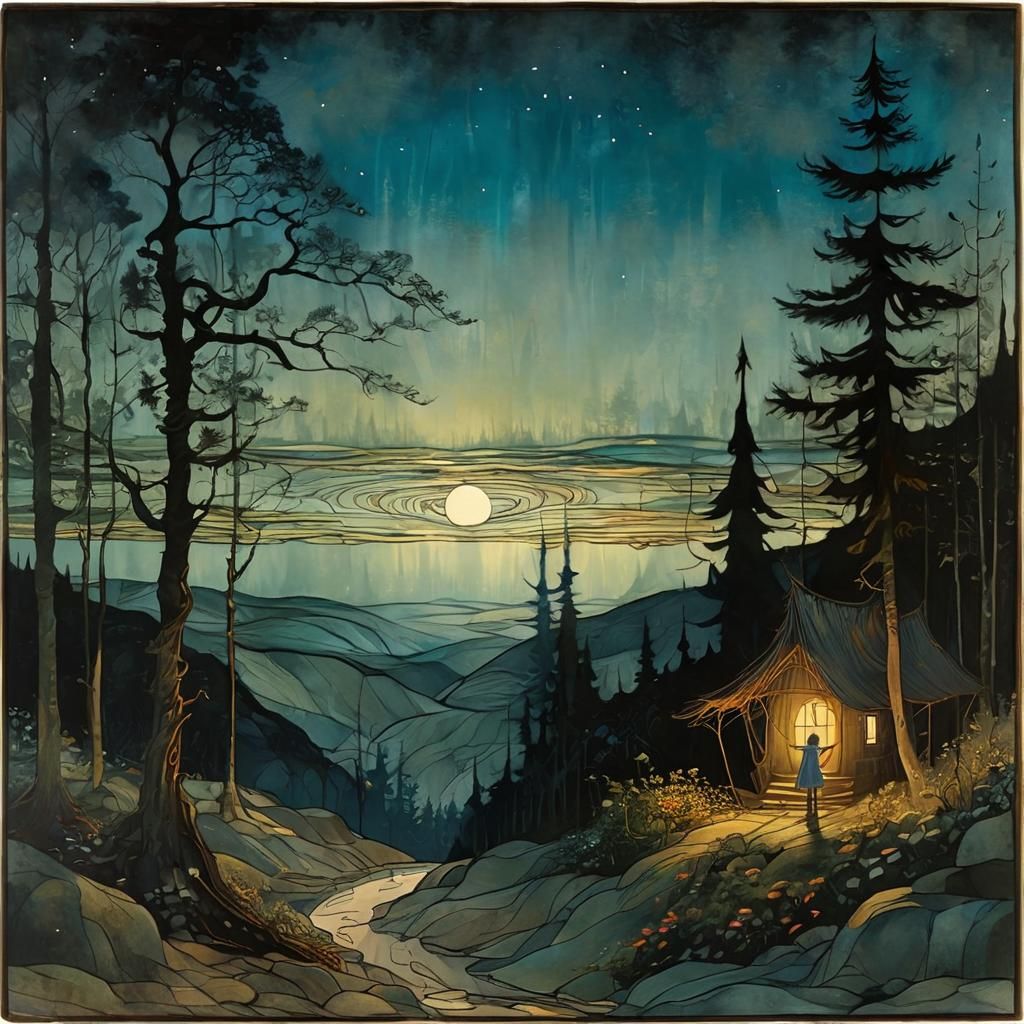 Whimsical Morning in a Dreamlike Forest