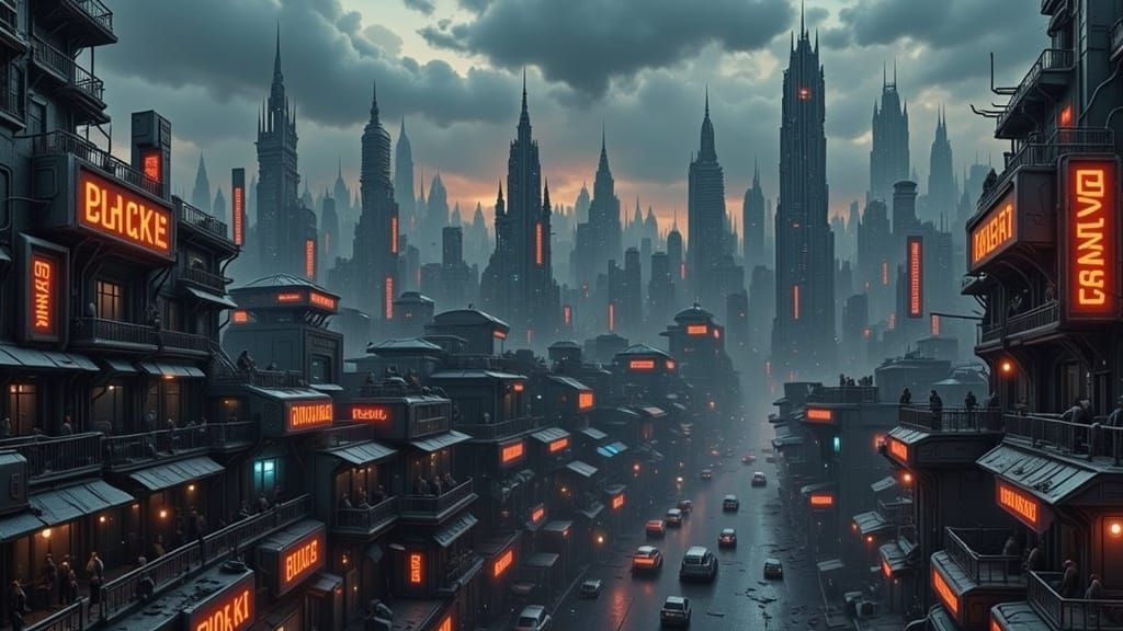 Dystopian Metropolis with Gothic Spires in Unreal Engine 5