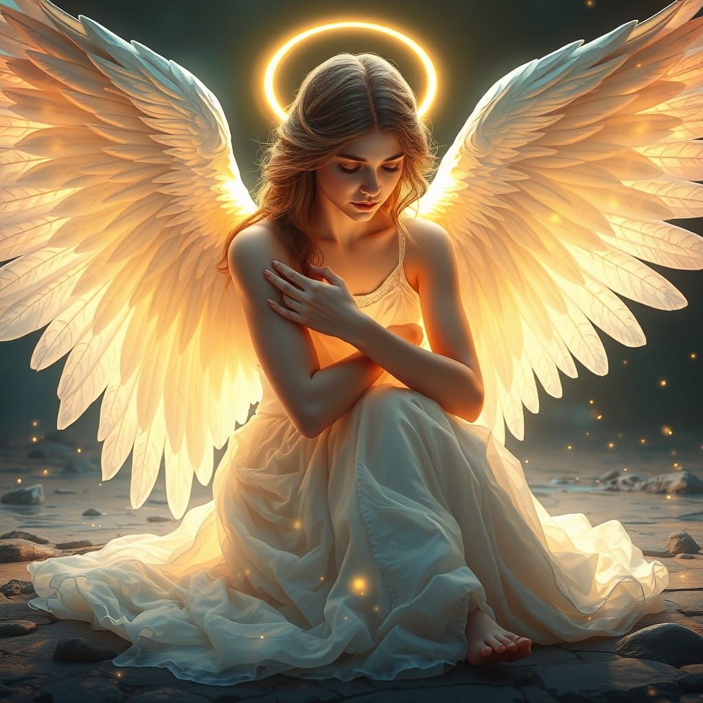 Angel in Ethereal Art Nouveau Style