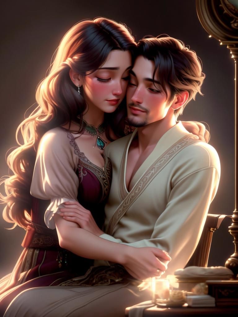 Passionate Embrace: Lovers in Dreamy 1930s Parlor