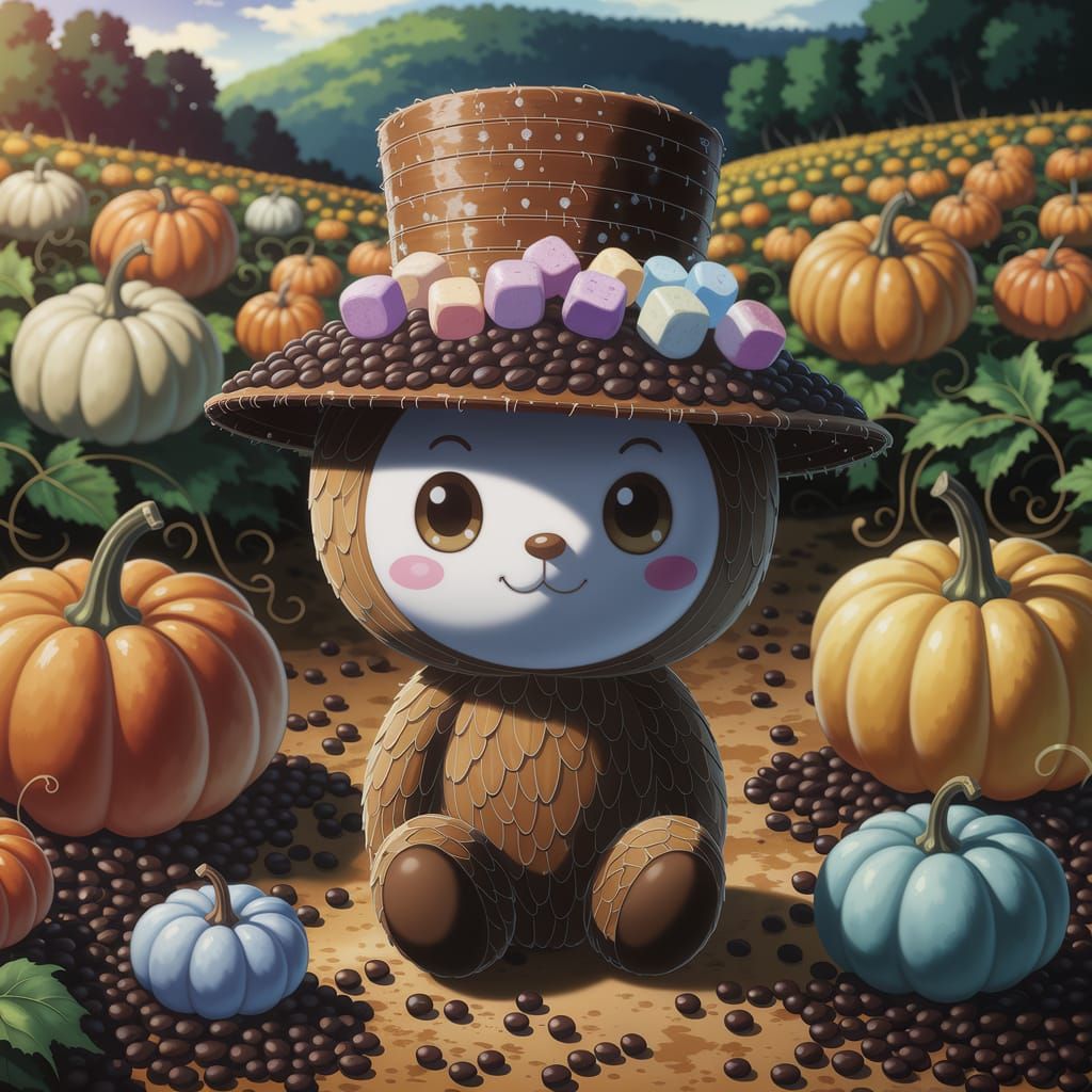 Whimsical Willow in Coffee Grain Hat & Marshmallows