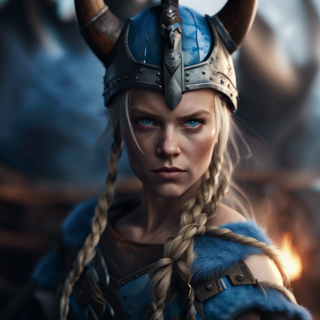 Viking Girl in Battle Armor on Ship