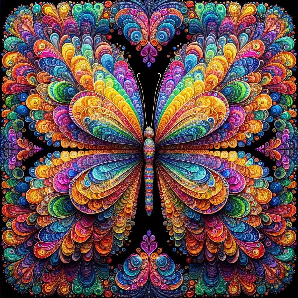 Rainbow Butterfly in Kaleidoscope Effect