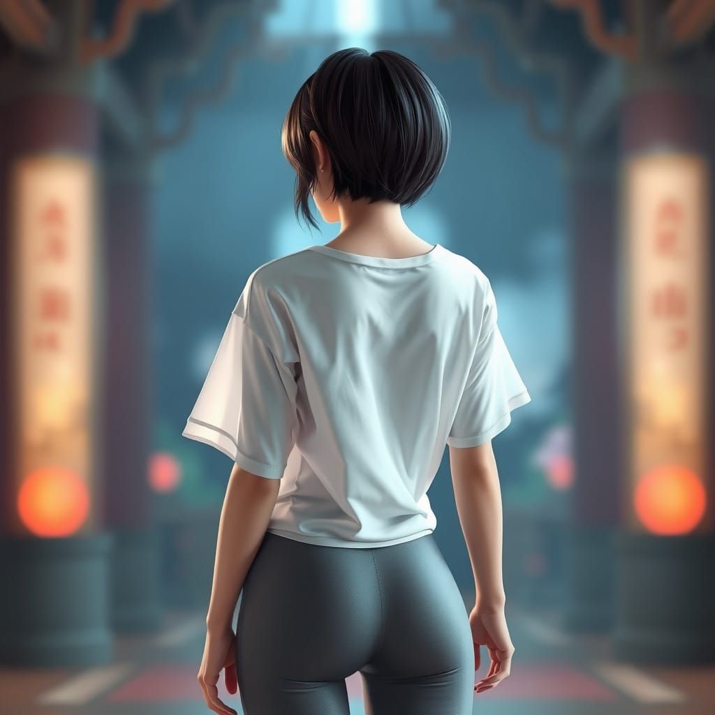 Korean Figure in Elegant Pose with Fantastical Background