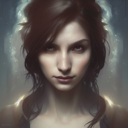 Ethereal Mist Woman Portrait in Hyperdetailed Style
