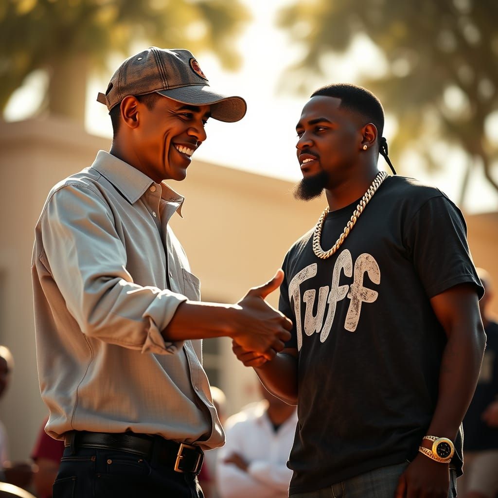 President Obama Meets Lil Baby in a Gritty Urban Landscape