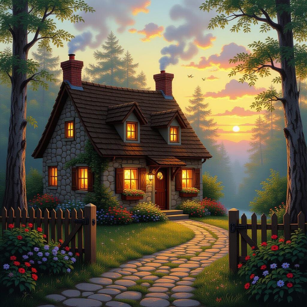 Luminous Cottage in Serene Forest Clearing