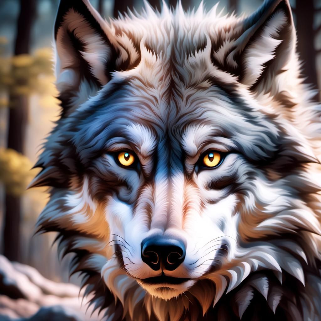 Mystical Wolf on Misty Peak: Digital Matte Painting