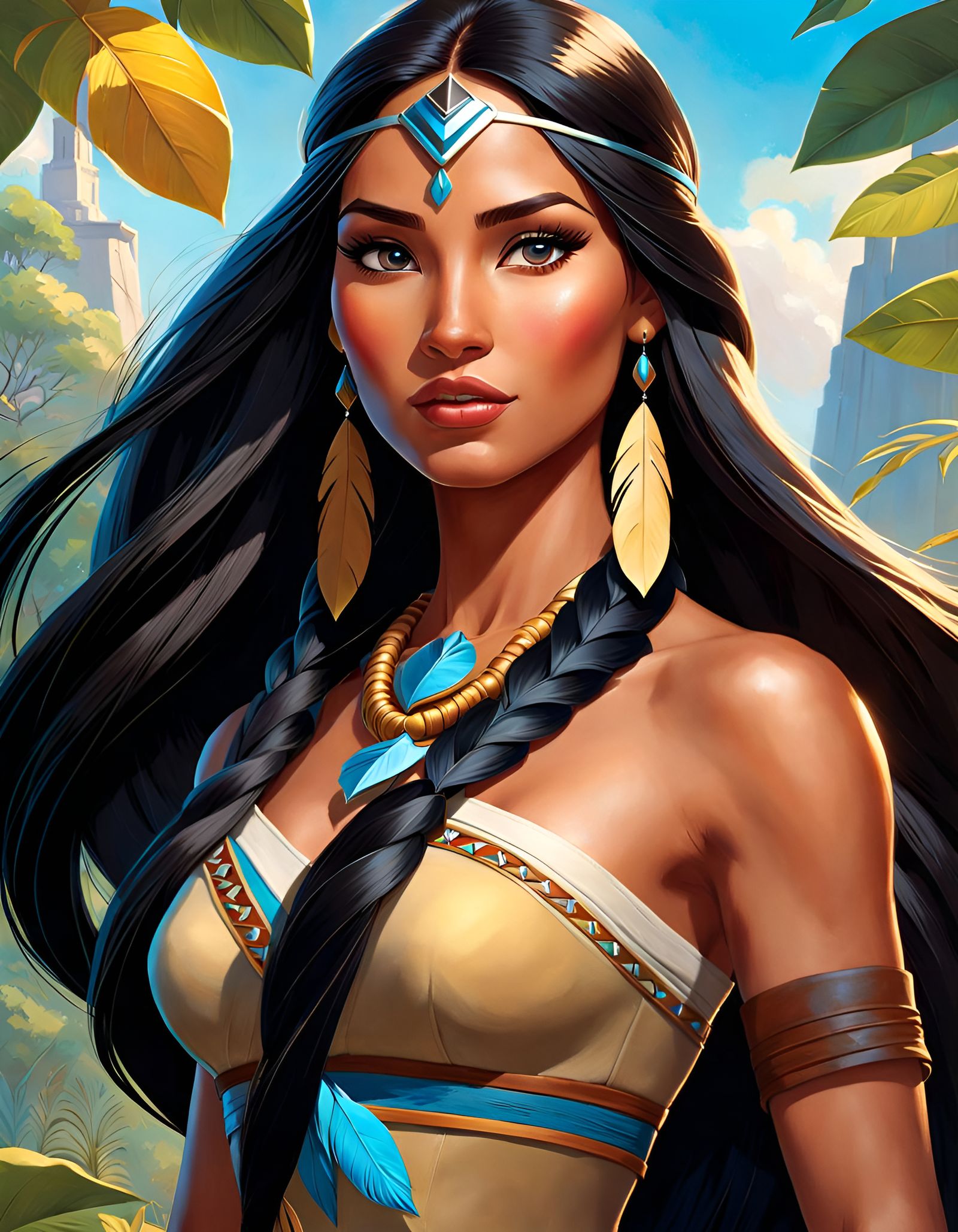 Modern Pocahontas Activist: Hyperrealistic Masterpiece