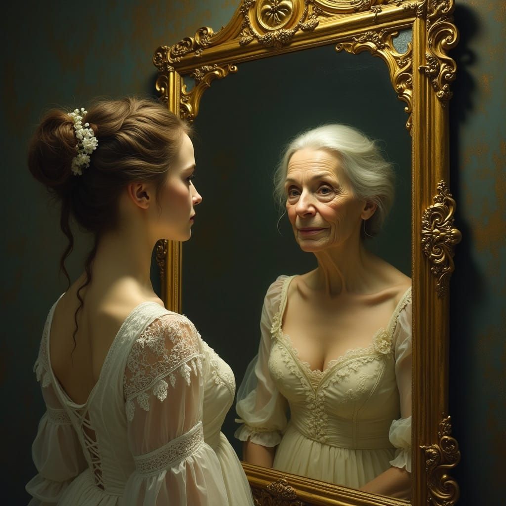 Ethereal Renaissance Woman in Timeless, Otherworldly Wisdom