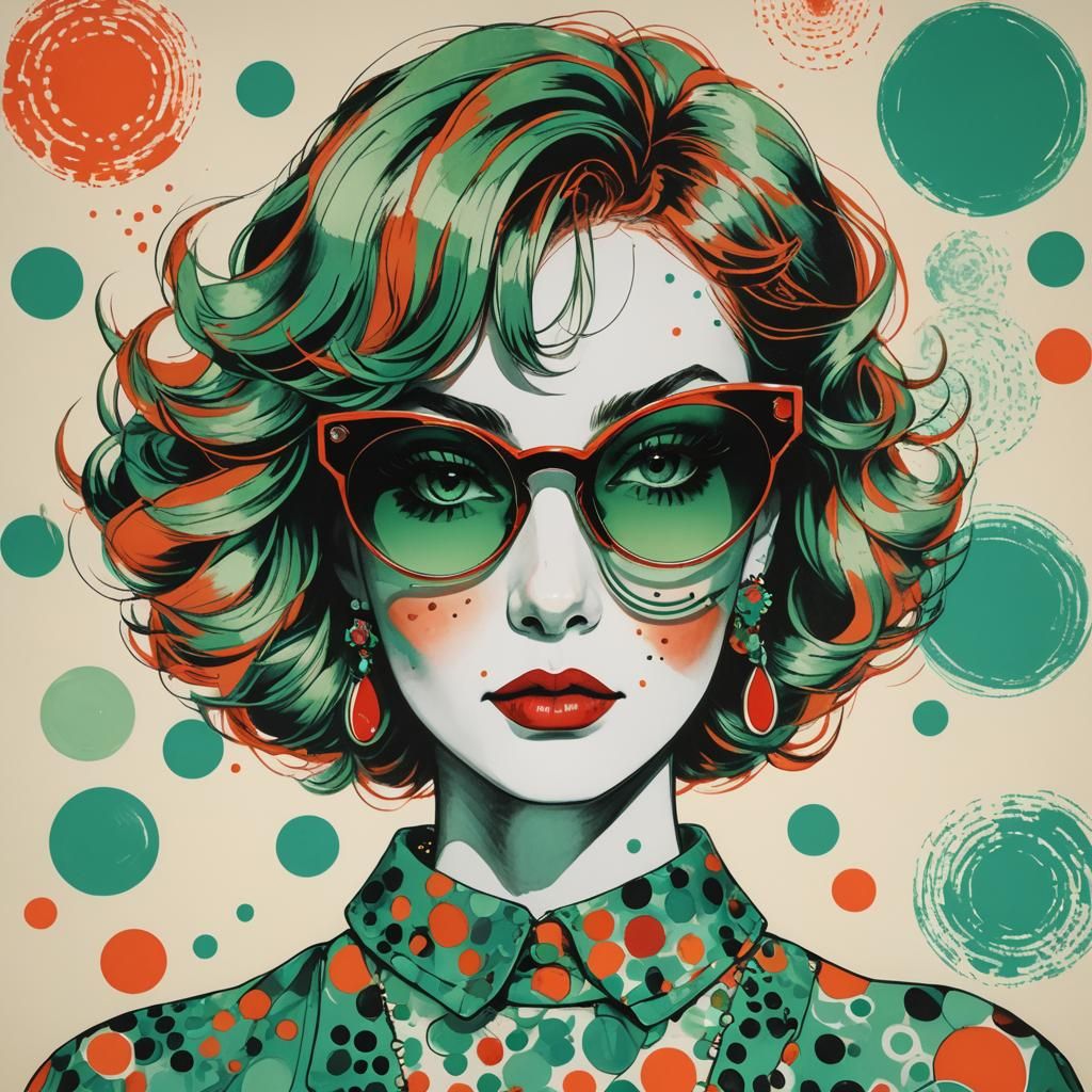 Retro Pop Art Portrait with Vibrant Hairstyle