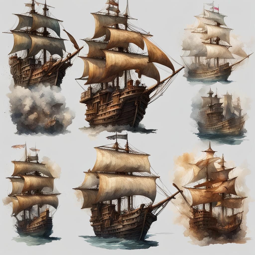 Pirate Character Stickers in Watercolor Style