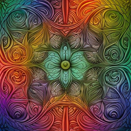 Rainbow Flower with Intricate Organic Design