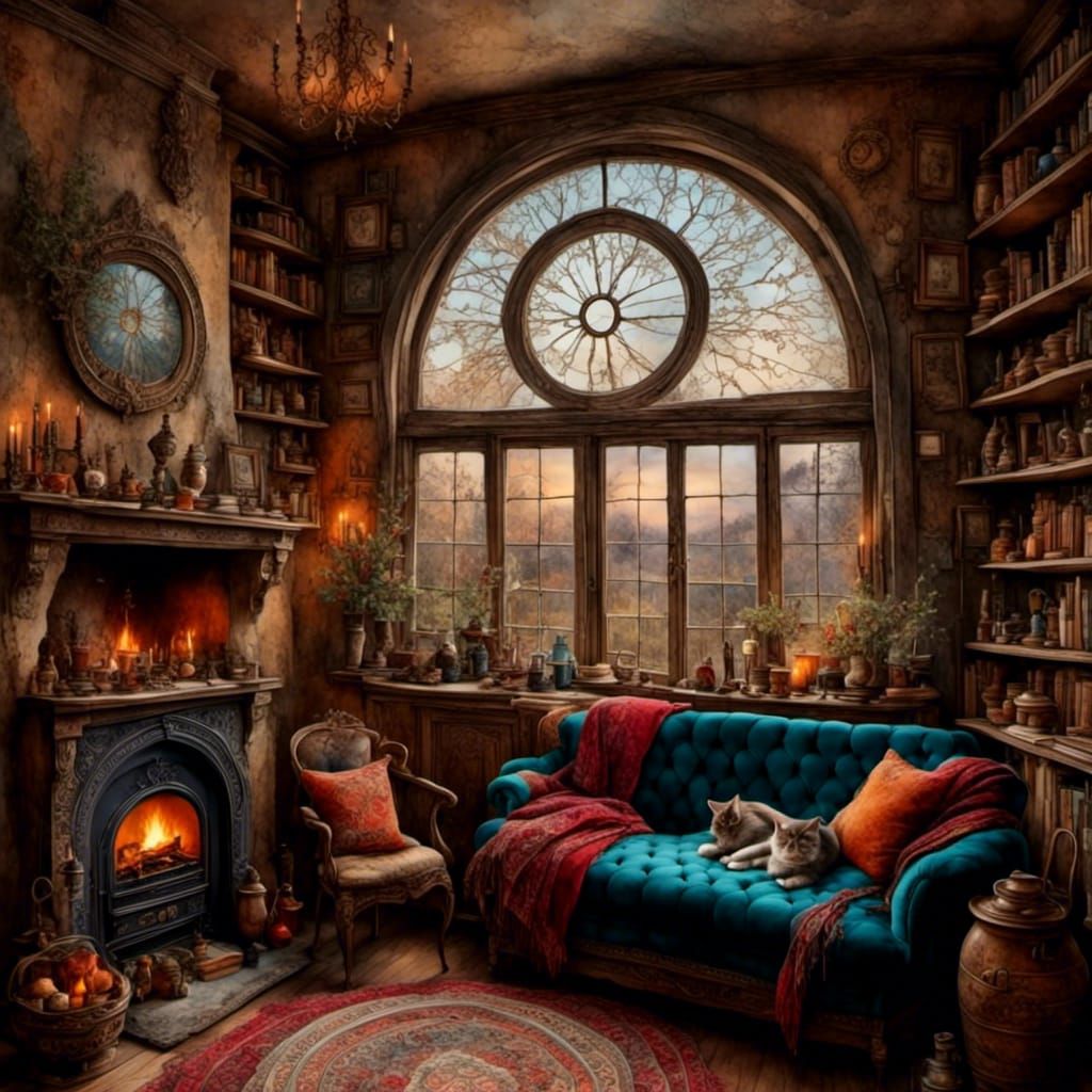 Cozy Winter Nook by the Woodburner