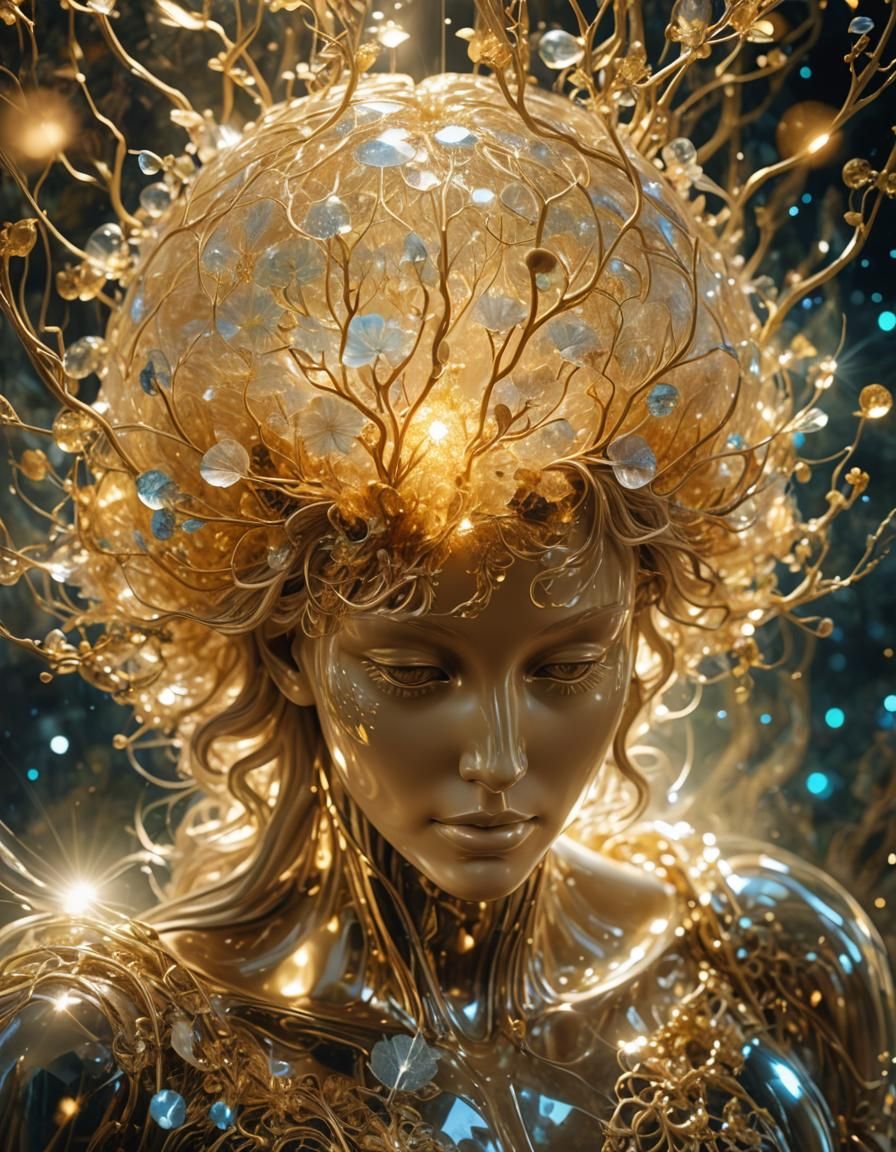 Angelic Mind: Crystal Brain with Golden Garden