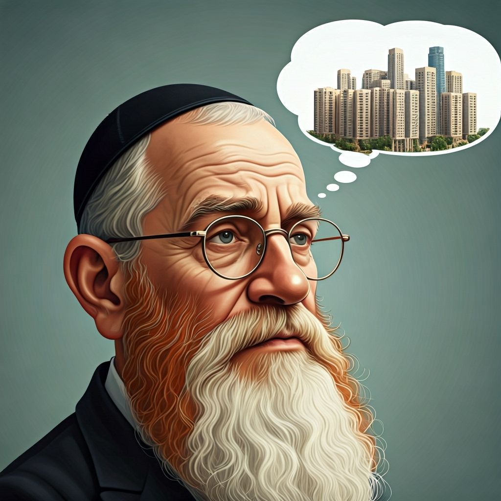 Elderly Man's Urban Thought: A Detailed Caricature