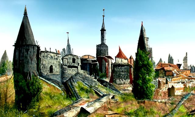 Detailed Medieval Cityscape Illustration