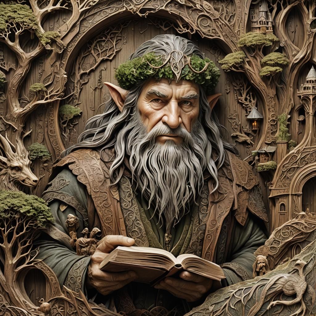 Hobbit Characters Carved into a Book