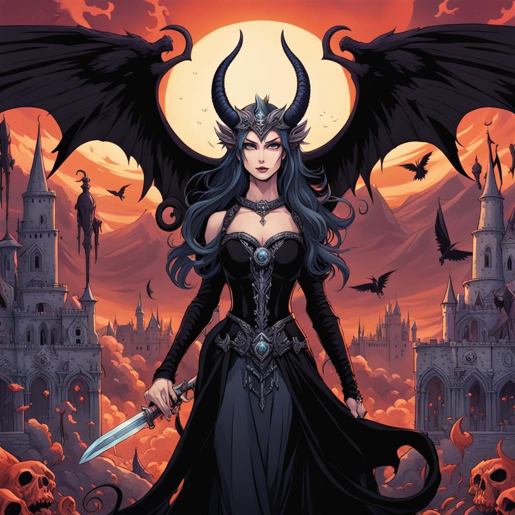 Half Angel Half Demon with Crystal Sword