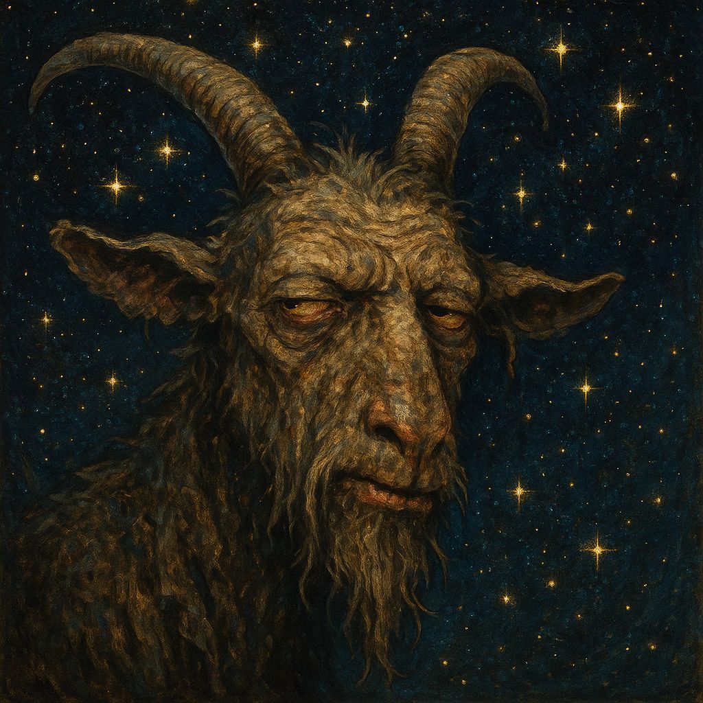 Old Goat Gazing at Glittering Starscape