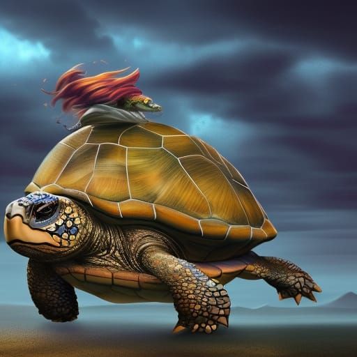 Fantasy Turtle City Amidst Desert Storm
