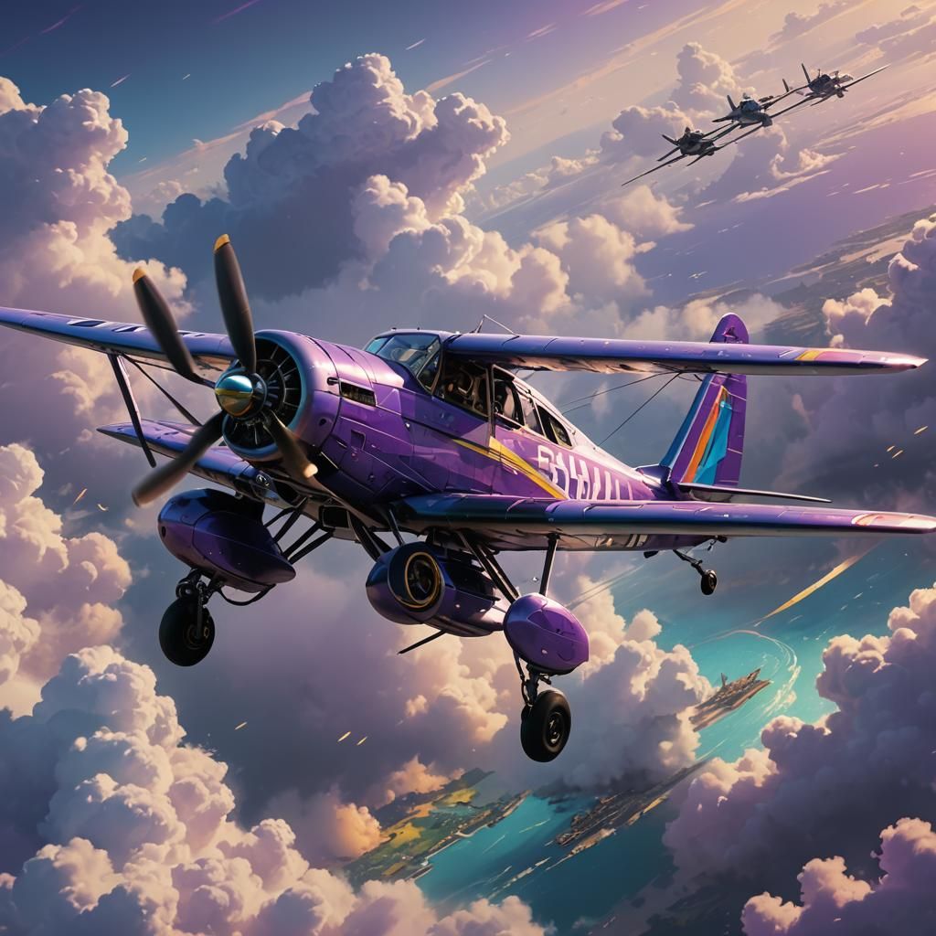 Antoine de Saint-Exupéry in Plane: Hyperdetailed Splash Art