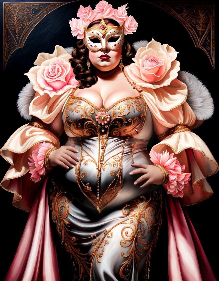 Woman with Venetian Mask in Ethereal Digital Art