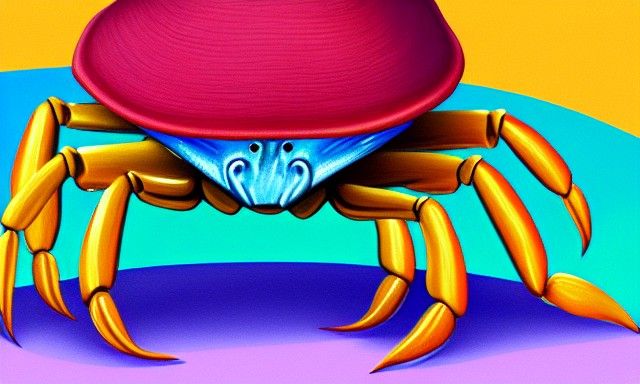 Vibrant Crab with Hat, Photorealistic Detail