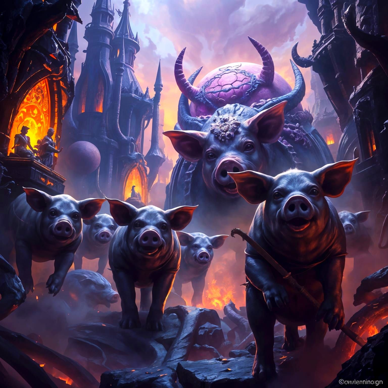 Pigmen Dominate Dystopian Realm in Hyper-Detailed Art