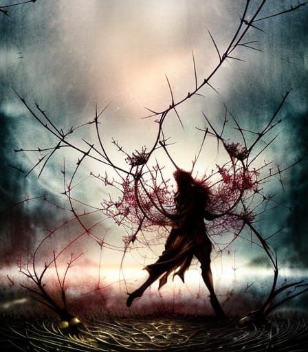 Surreal Butterflies and Lightbulbs in Thorny Field