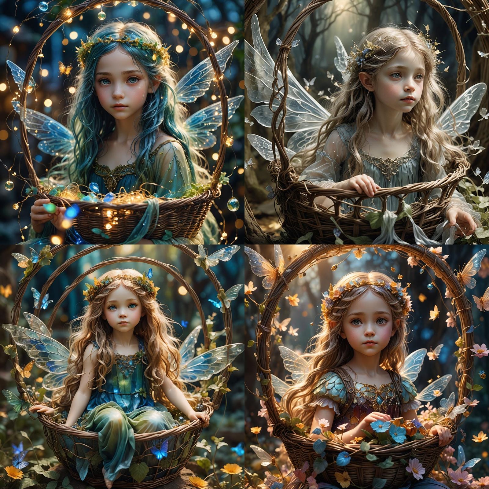 Glass Fairy Child in Basket: Fantasy Concept Art