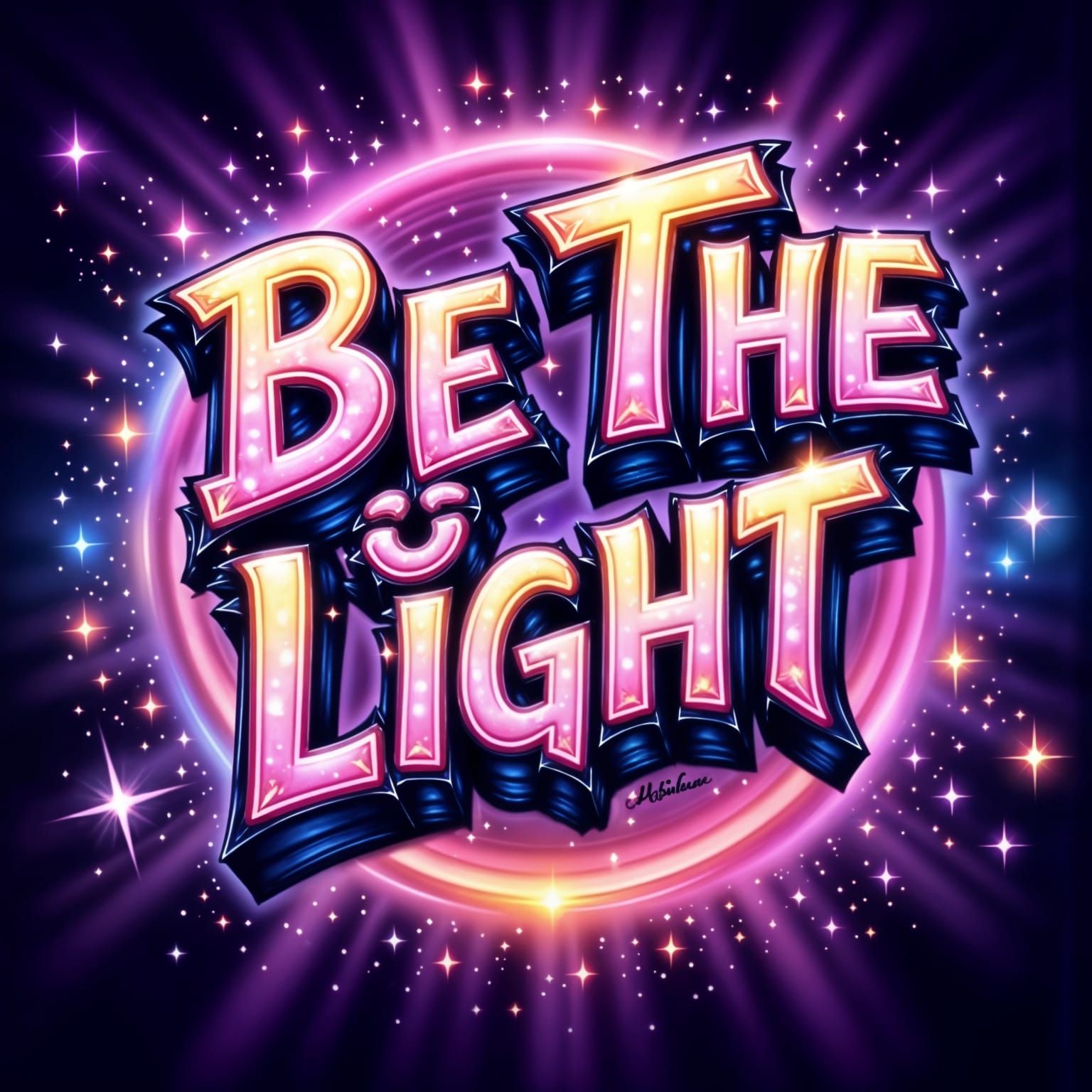 Inspiring Message in Vibrant, Glittering Cosmic Style