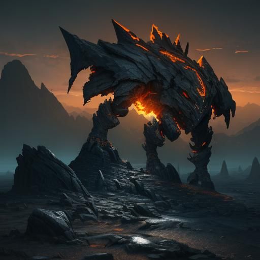 Deepslate Armored Figure in Wasteland Sunset