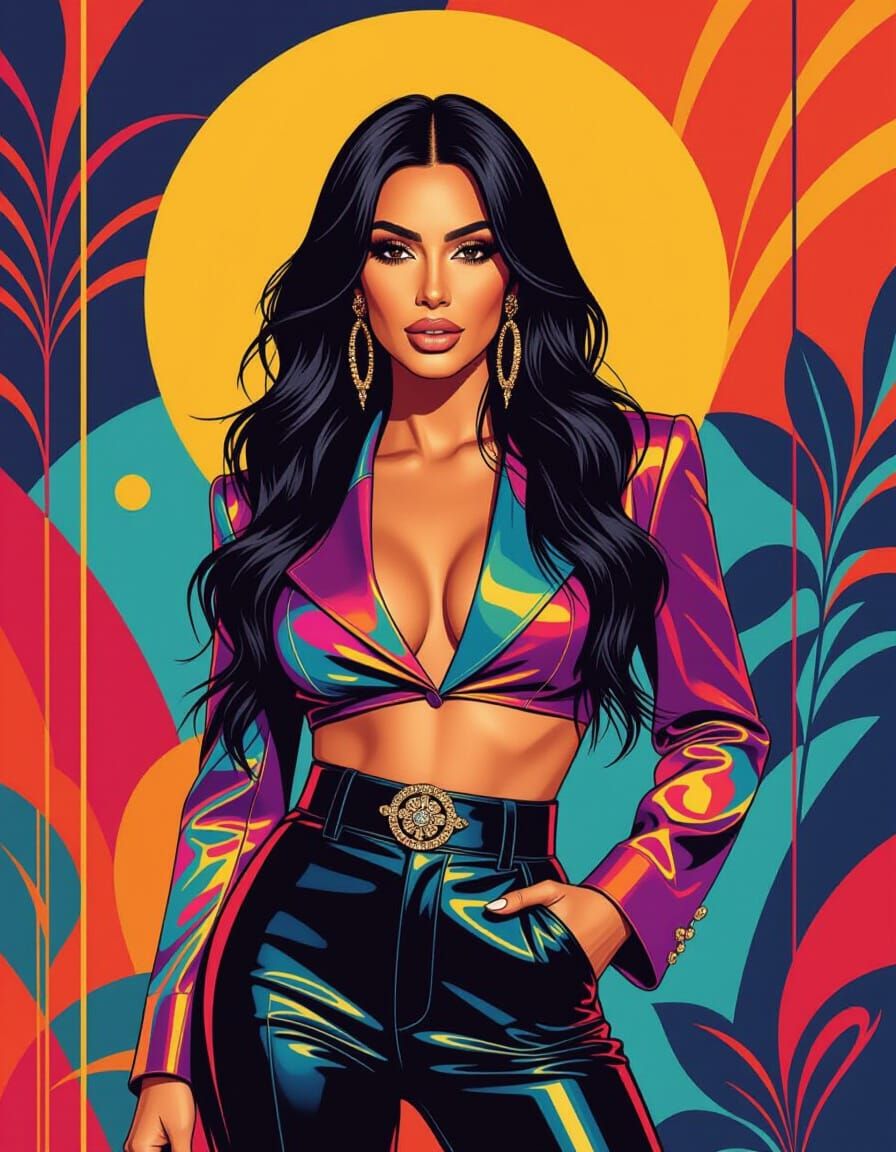 Glamorous Rockstar Portrait in Art Nouveau Style