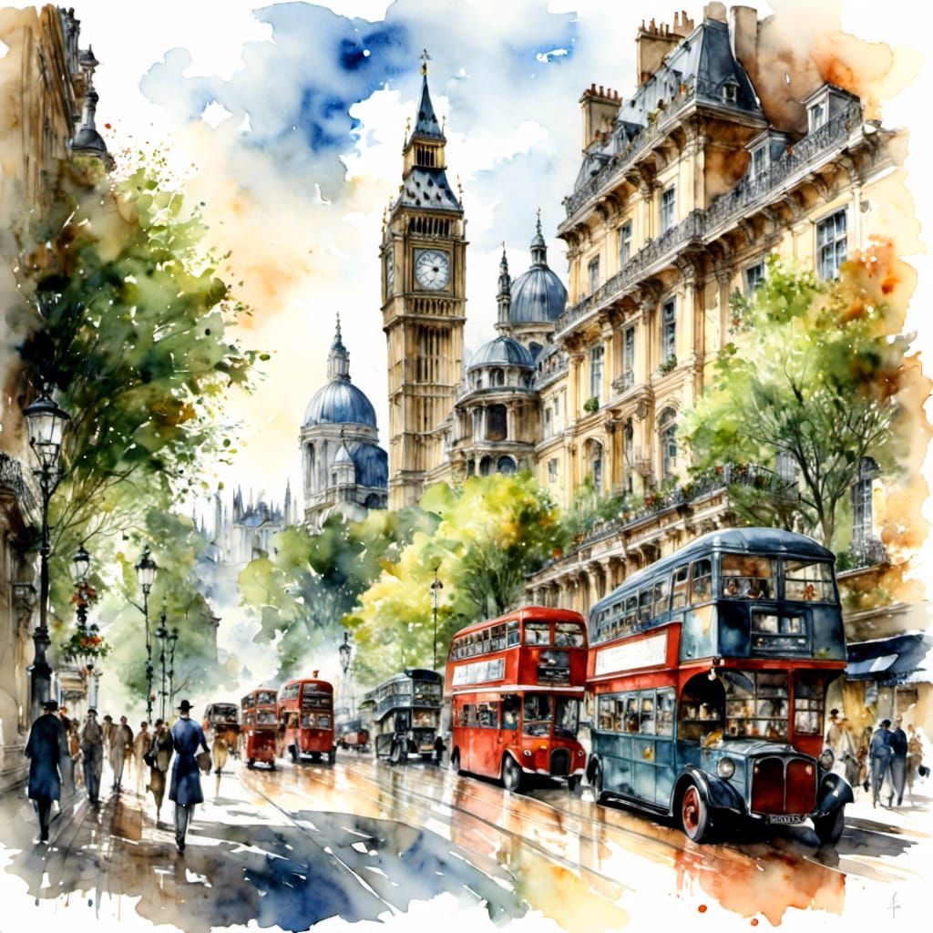 Watercolor Painting of London